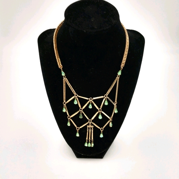 Vintage Jewelry - Vintage Peridot Bib Choker Necklace